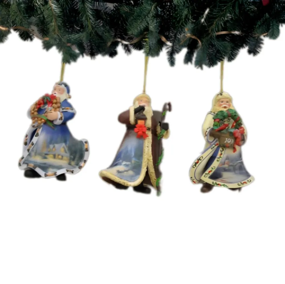 The Ashton-Drake Galleries Victorian Winter Scenes Santas Ornament Collection Issue #39 Painter of Light Artistry Three Dimensional Elegance with Elaborate Detailing Christmas Decoration Set of 3 by Thomas Kinkade 12-inches