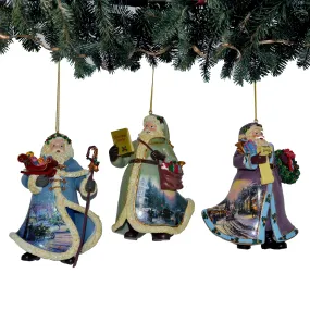 The Ashton-Drake Galleries Victorian Winter Scenes Santas Ornament Collection Issue #40 Painter of Light Artistry Three Dimensional Elegance with Elaborate Detailing Christmas Decoration Set of 3 by Thomas Kinkade 4-inches