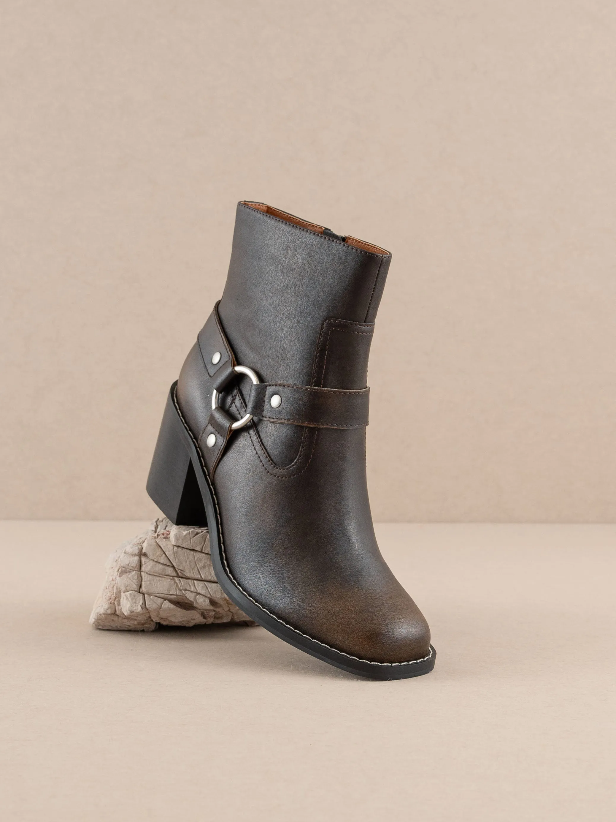 The Cameron | Coffee Heeled Moto Chelsea Boot