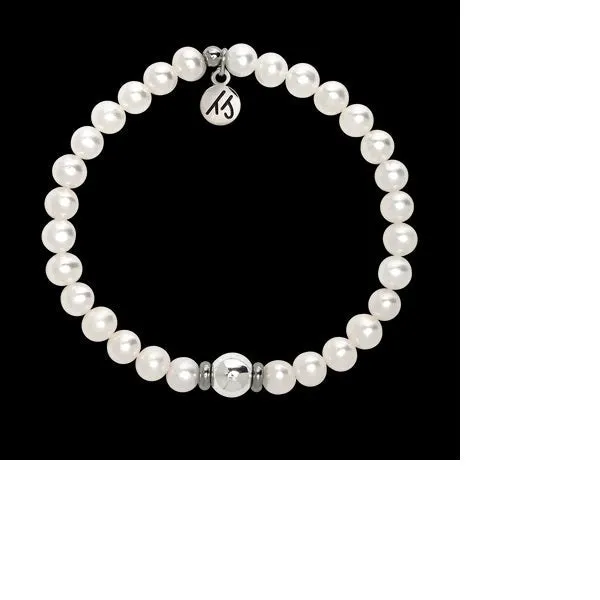 The Cape Bracelet Reverse- Pearl with 6mm Silver Steel Ball