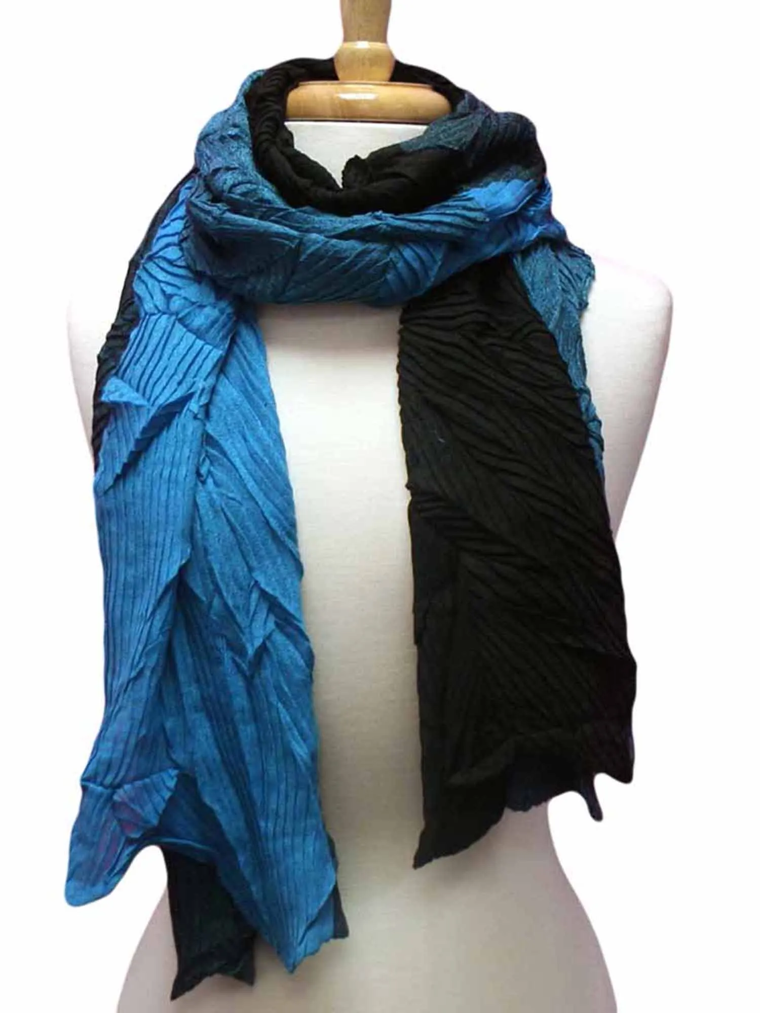 Two-Tone Asymmetrical Wrinkled Scarf