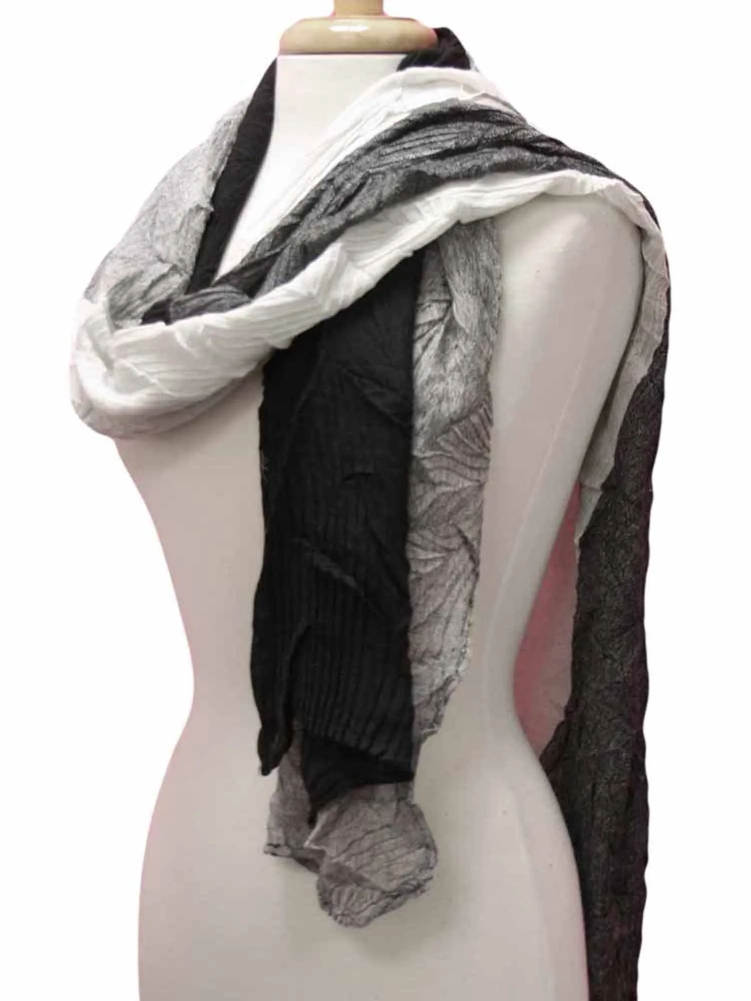 Two-Tone Asymmetrical Wrinkled Scarf