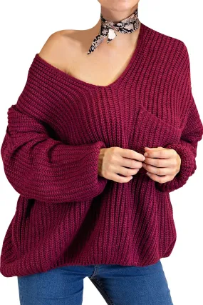 V Neck Knitted Sweater