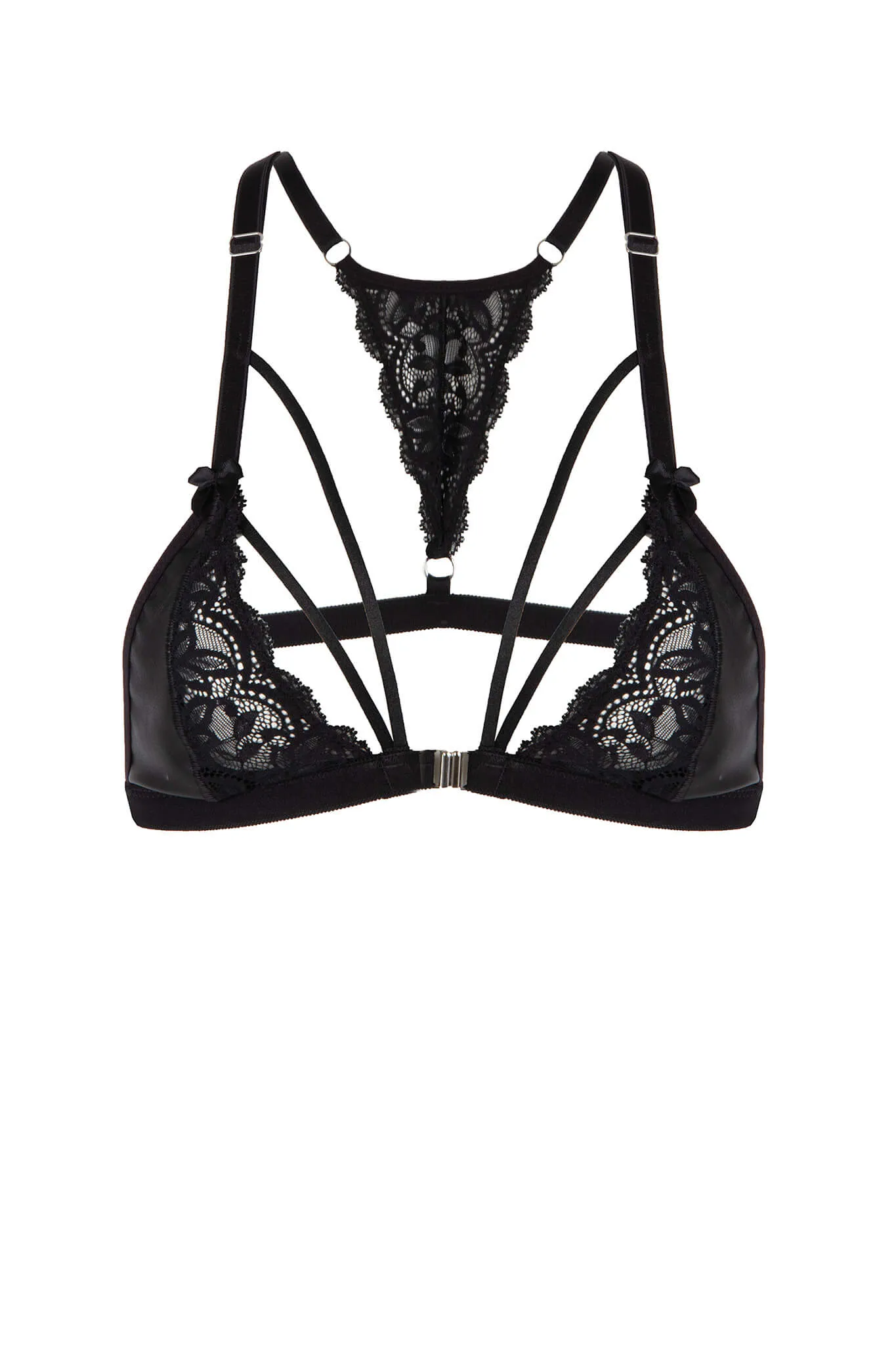 Vegan Leather Lace Triangle Bra