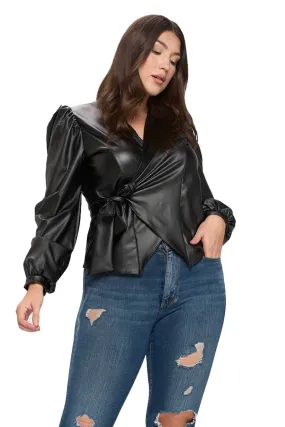 Vegan Leather Wrap Top