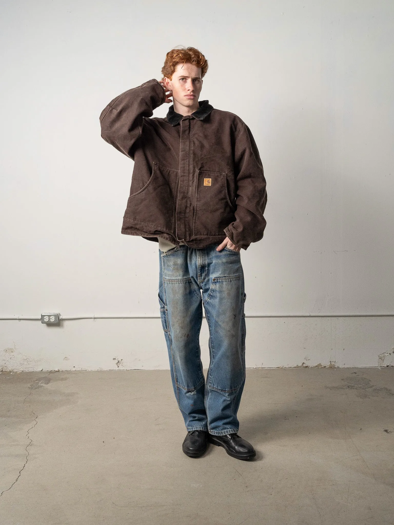 Vintage Y2K Brown Sherpa Lined Carhartt L Pocket Jacket (XL)