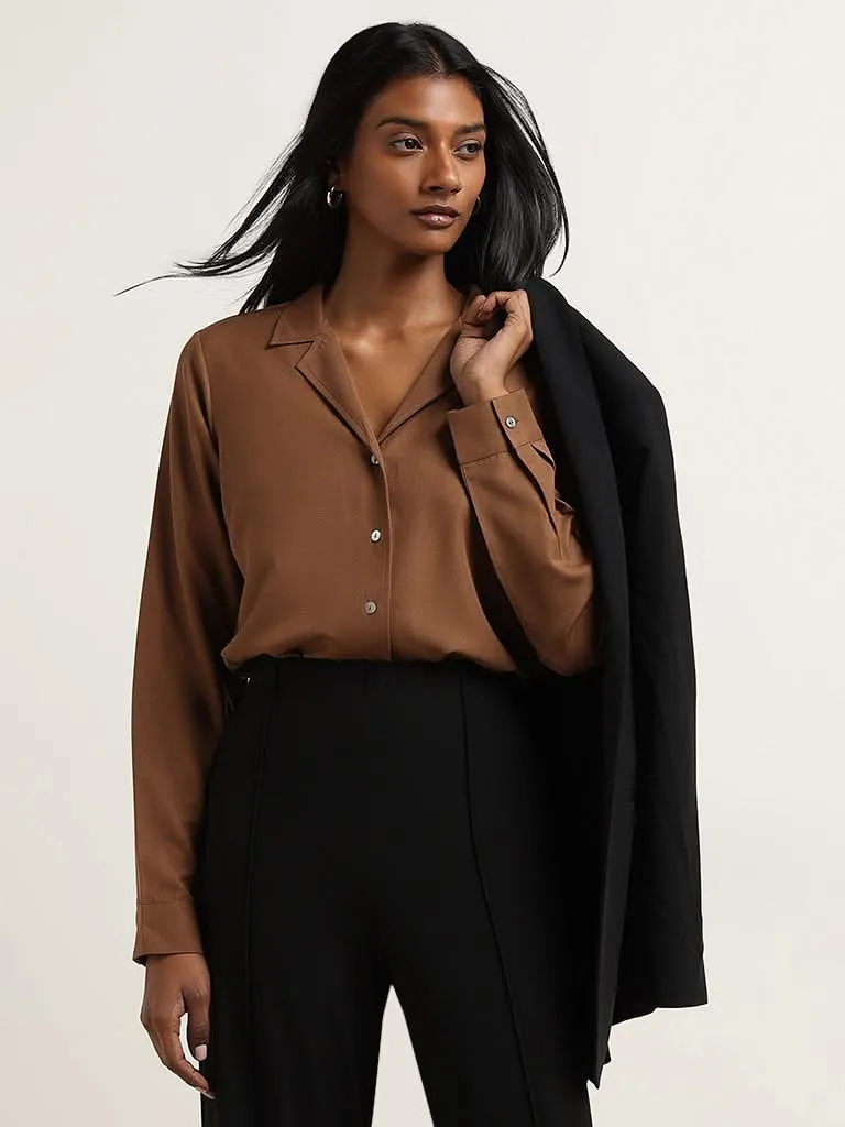 Wardrobe Dark Brown Solid Shirt