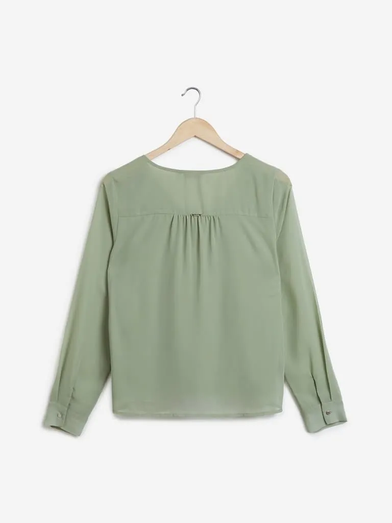 Wardrobe Green Ruffled Rave Top