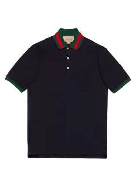 WEB STRIPE-COLLAR PIQUÉ POLO SHIRT