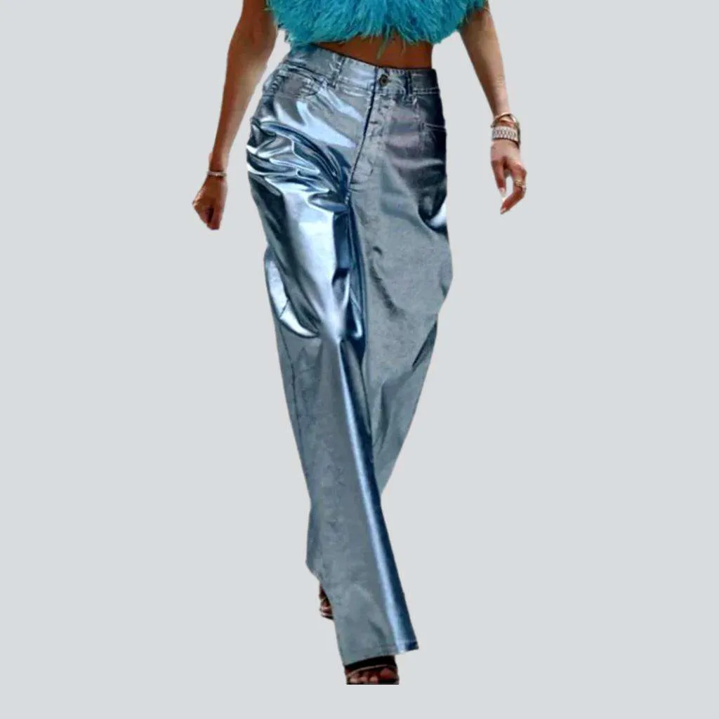 Wide-leg high-waist jeans pants for ladies