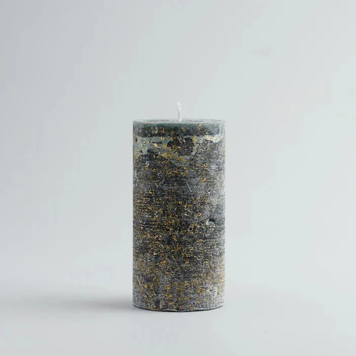 Winter Thyme, Gold Marbled Pillar Candle