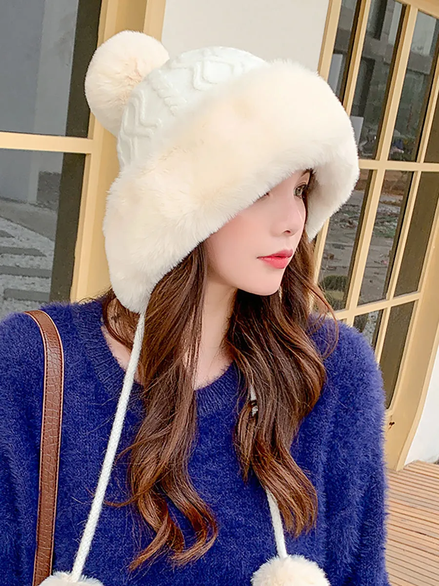 Winter Women Thicken Warm Hairball Hat