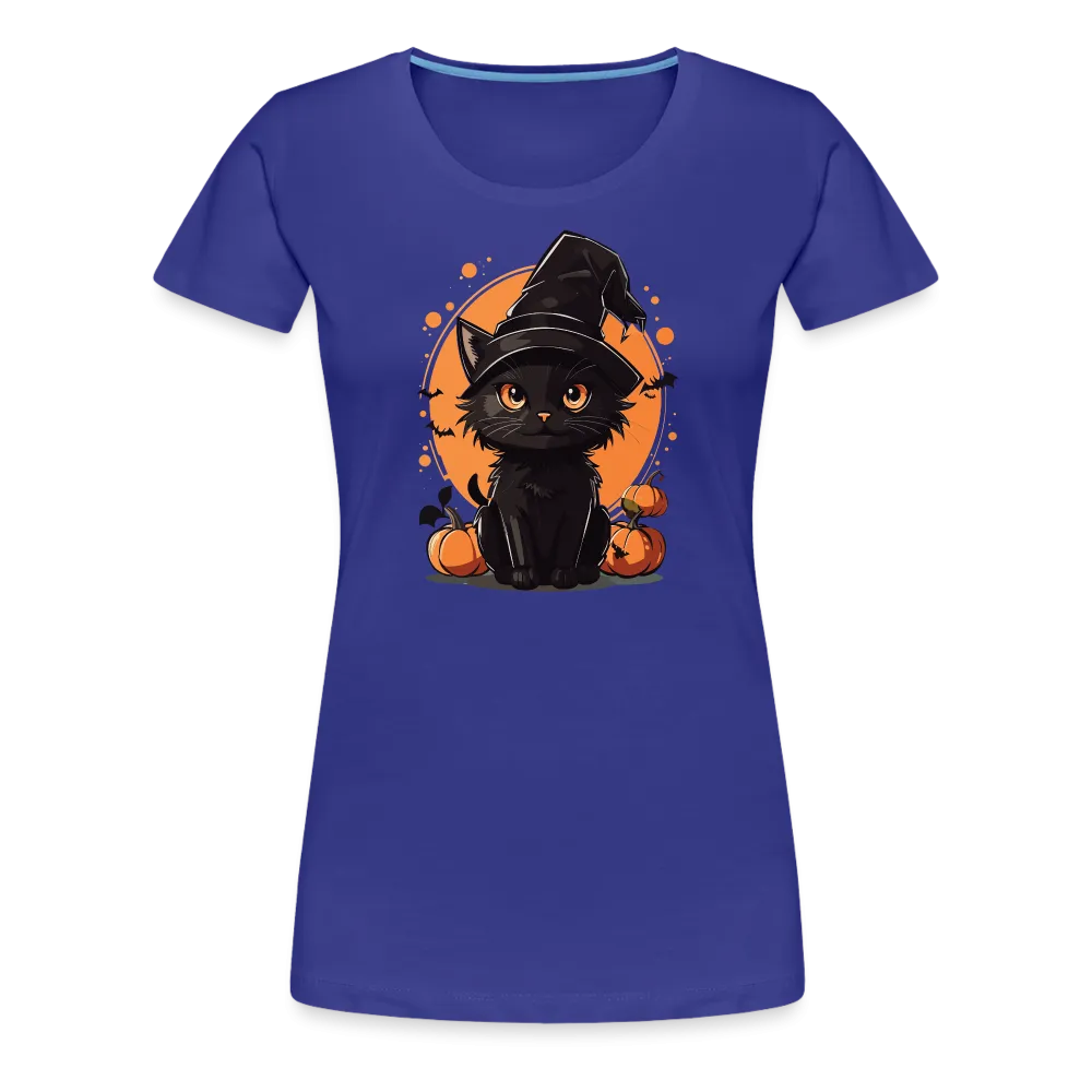 Women's 'Frightful Feline' Premium Tee: Unleash Your Inner Cat-tastrophic Halloween Spirit