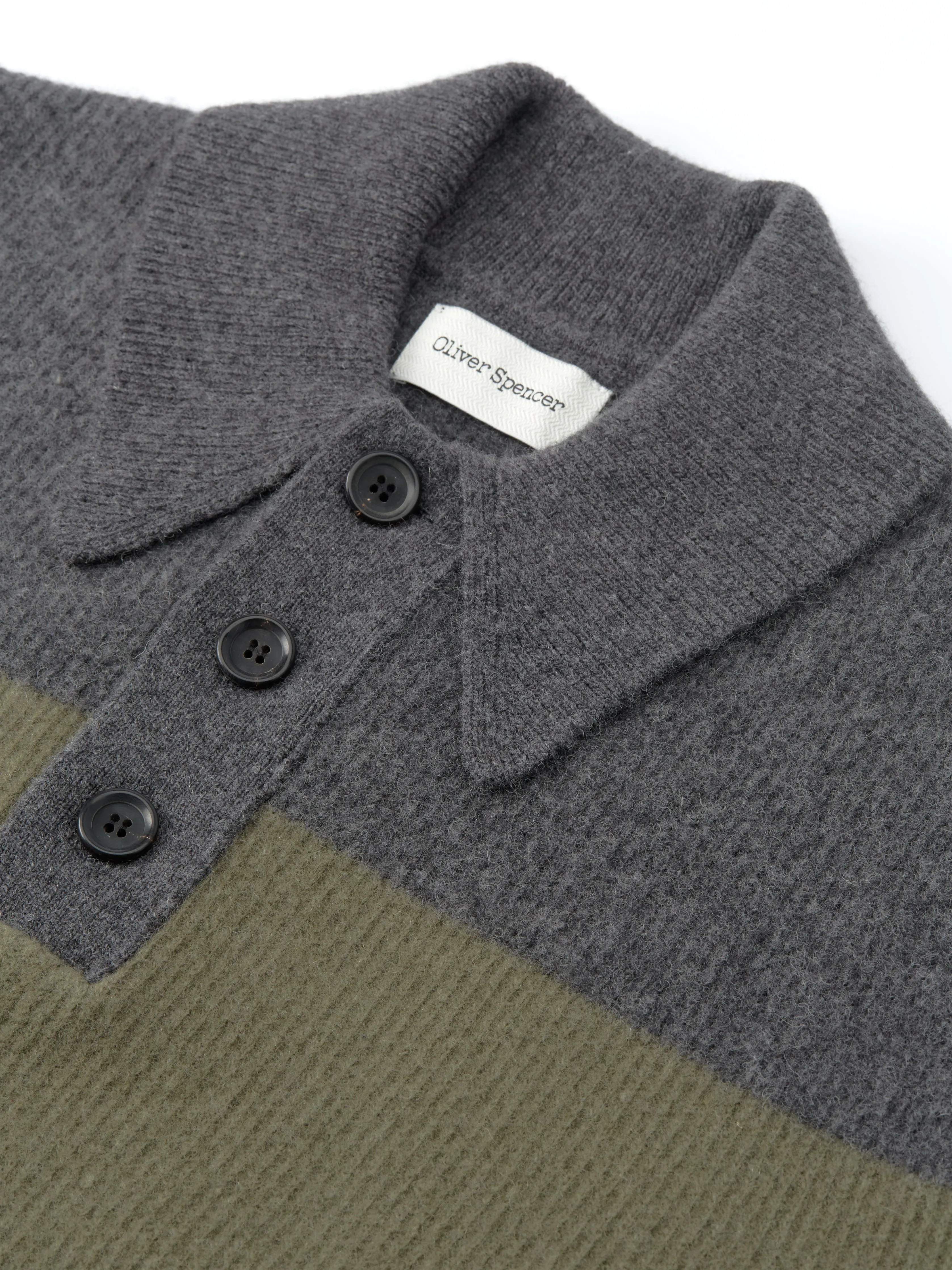 Wren Knitted Polo Shirt Paxton Charcoal/Sage Green