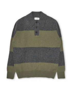 Wren Knitted Polo Shirt Paxton Charcoal/Sage Green