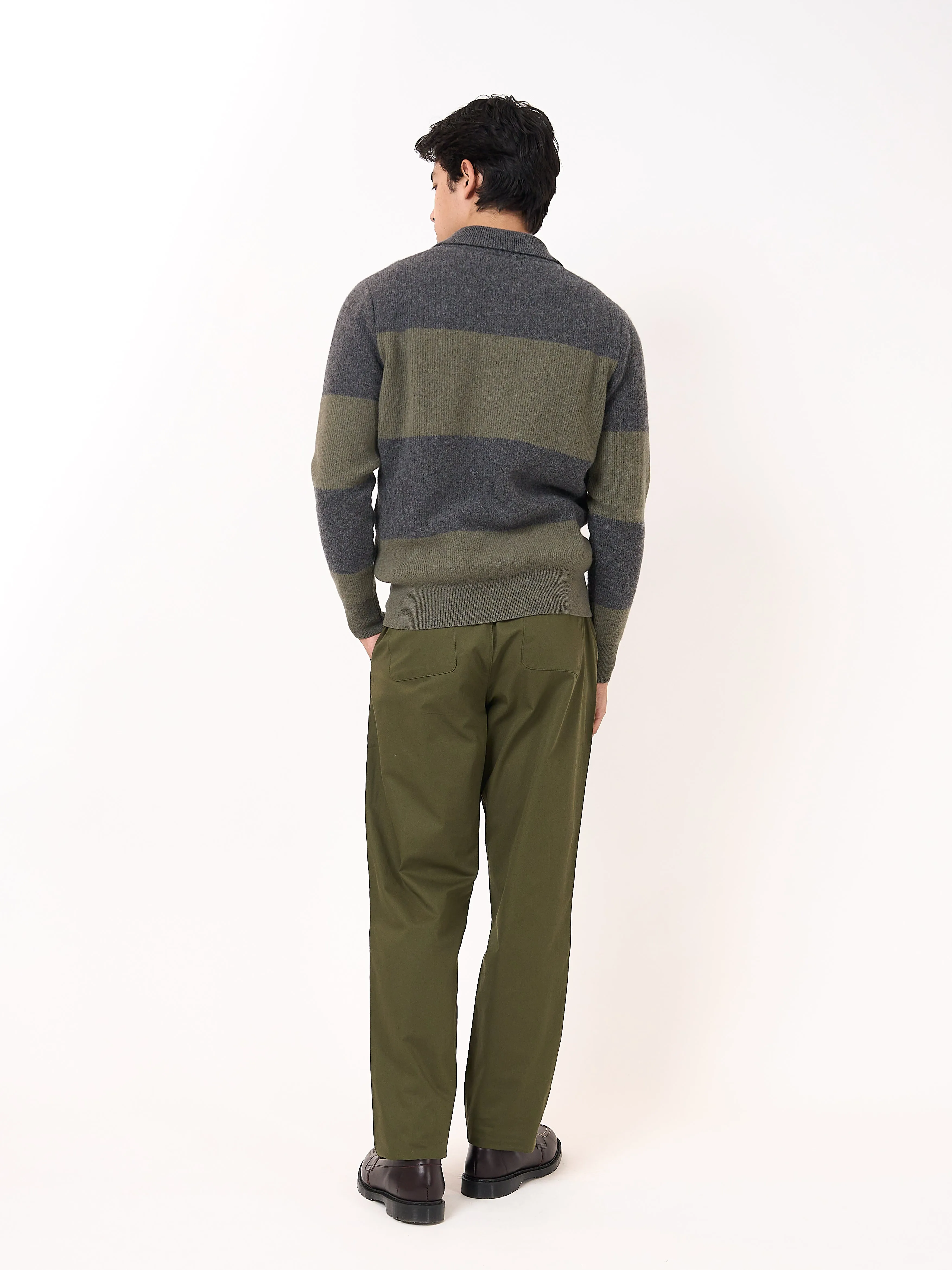 Wren Knitted Polo Shirt Paxton Charcoal/Sage Green